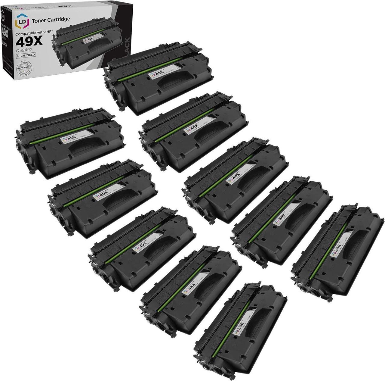 LD Compatible Replacements for HP 49X / Q5949X Set of 10 HY Black Toner Cartridges for HP Laserjet 1320, 1320n, ...