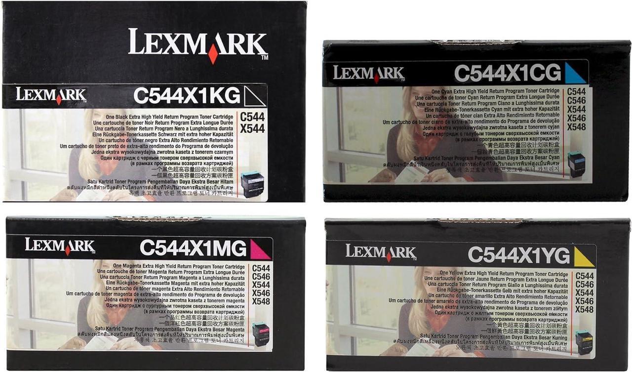 Lexmark Part# C544X1KG. C544X1CG. C544X1MG. C544X1YG Toner Cartridge Set (OEM)