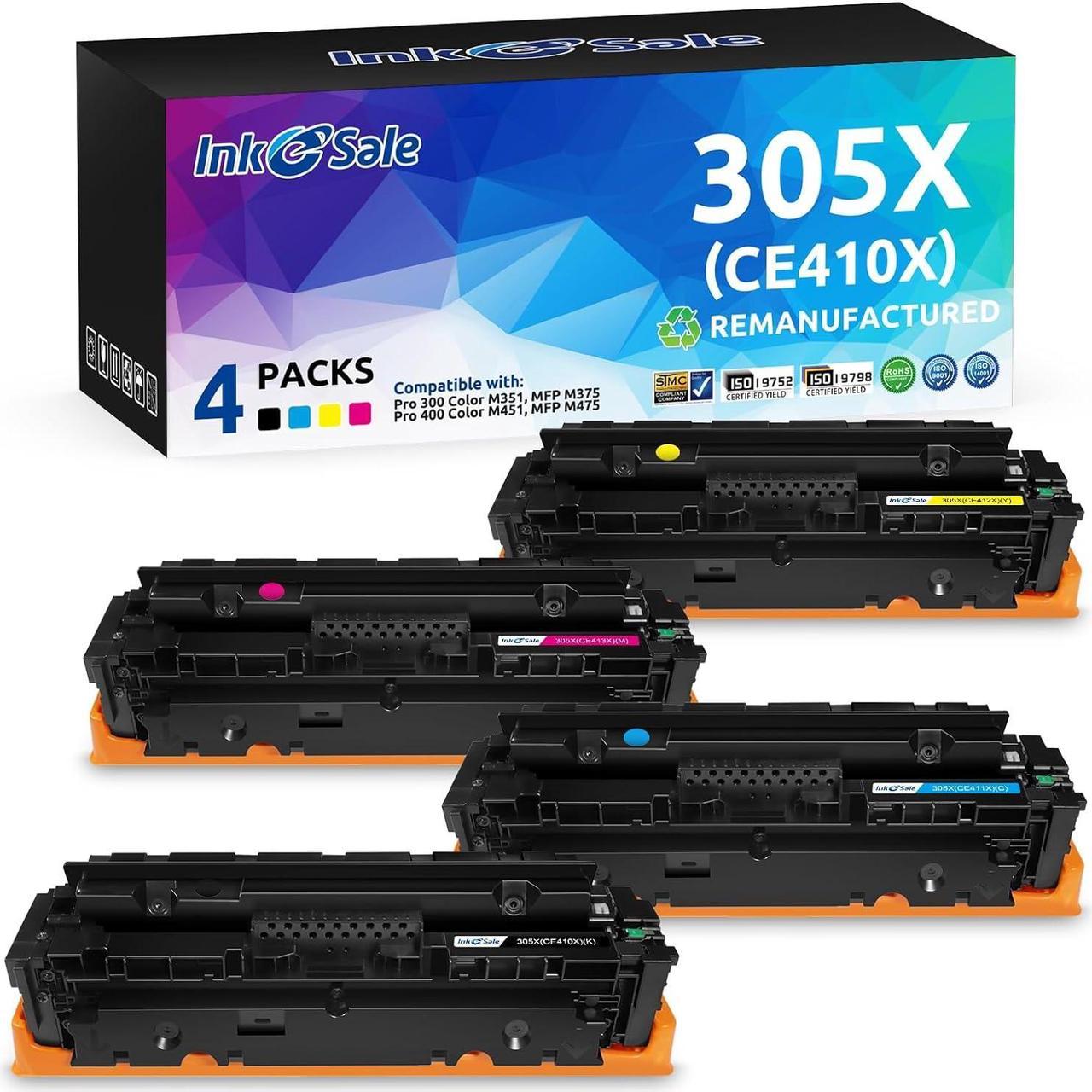 INK E-SALE Remanufactured Toner Cartridge Replacement for 304A CC530A CC531A CC532A CC533A Canon 118 for HP Color Laserjet CP2025dn CP2025n CM2320fxi, Canon ImageCLASS MF726Cdw LBP7660Cdn 4 Pack