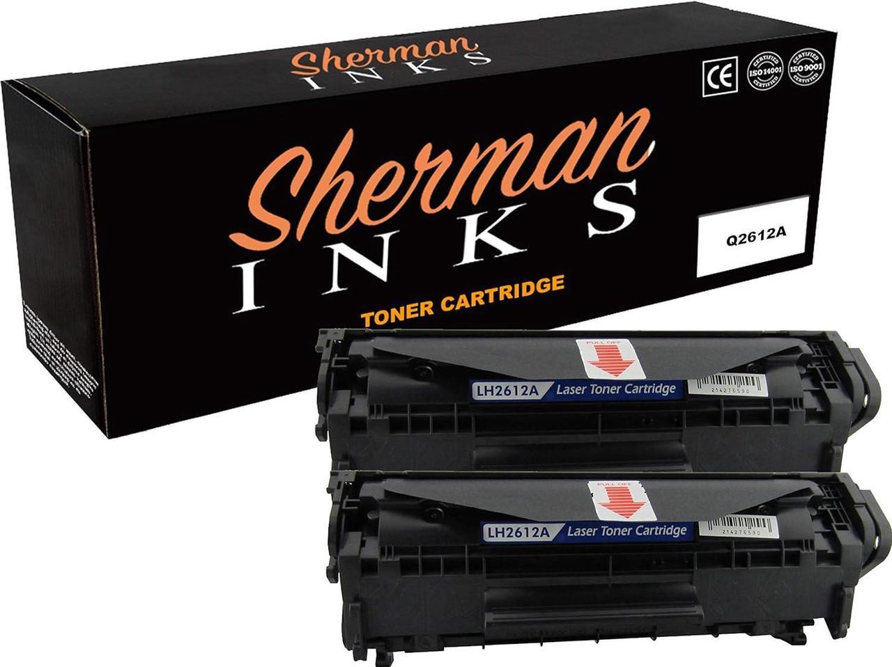 Sherman 2 Pack Compatible Toner Cartridge Replacement for Printer Model HP 12A Q2612A Laserjet 1010 Laserjet 1018 Laserjet 1020 Laserjet 1022n Laserjet 3015 Laserjet 3052 Laserjet 3055