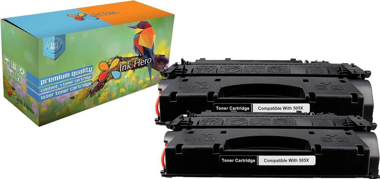 2PK Ink Hero Toner Cartridge Compatible with HP 05X CE505X 505X Laser Cartridge for Printer Laserjet P2035 P2035n P2055d P2055dn P2055x