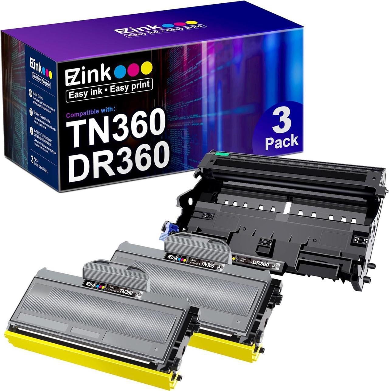 E-Z Ink (TM) Compatible Toner Cartridge & Drum Unit Replacement for Brother TN360 TN330 DR360 DR-360 High Yield Compatible with DCP-7040 DCP-7030 MFC-7840W HL-2140 MFC-7340(2 Toner, 1 Drum Unit)