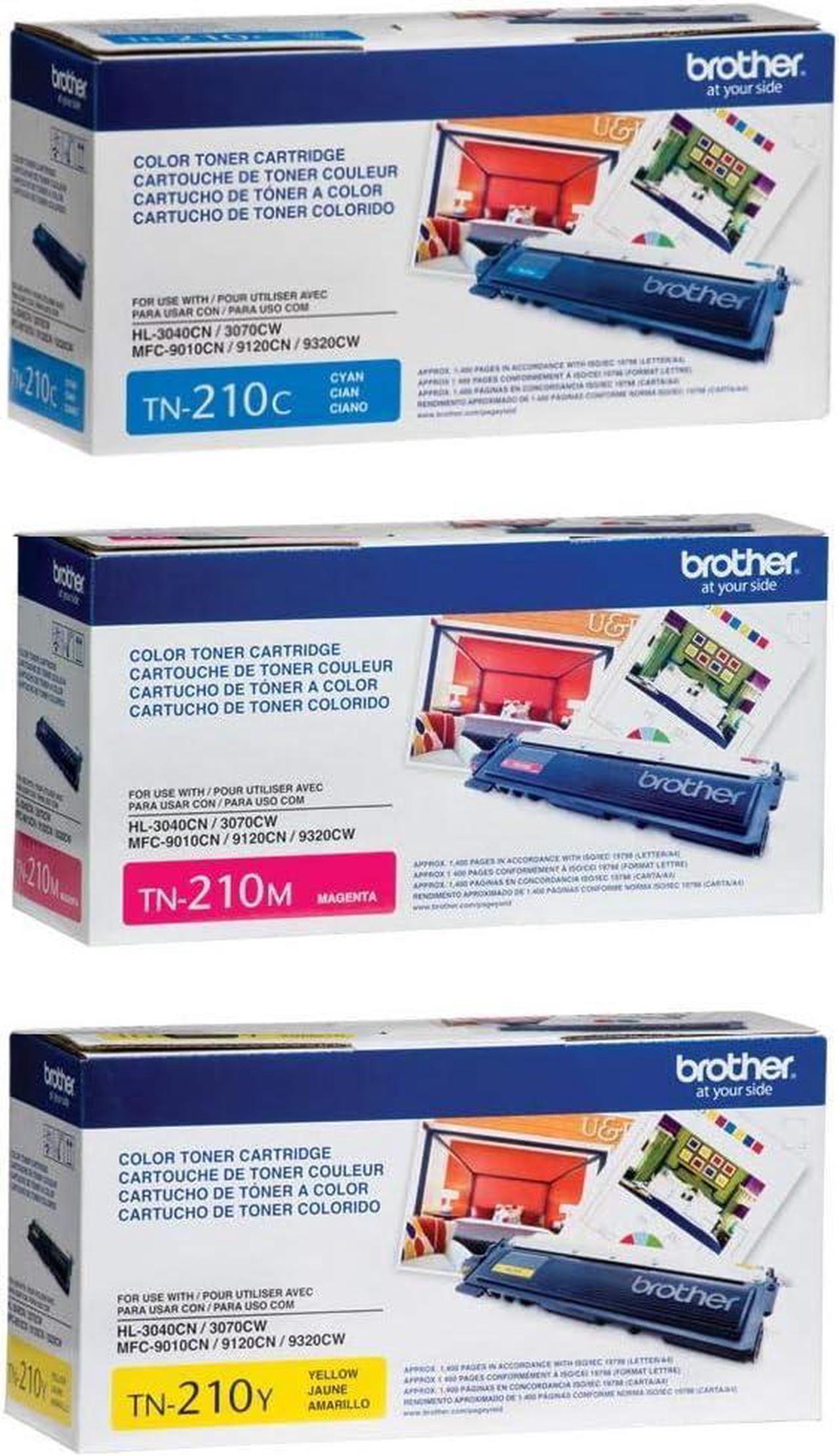 Brother Genuine Cyan, Magenta and Yellow Toner Cartridge Set, TN210C, TN210M, TN210Y