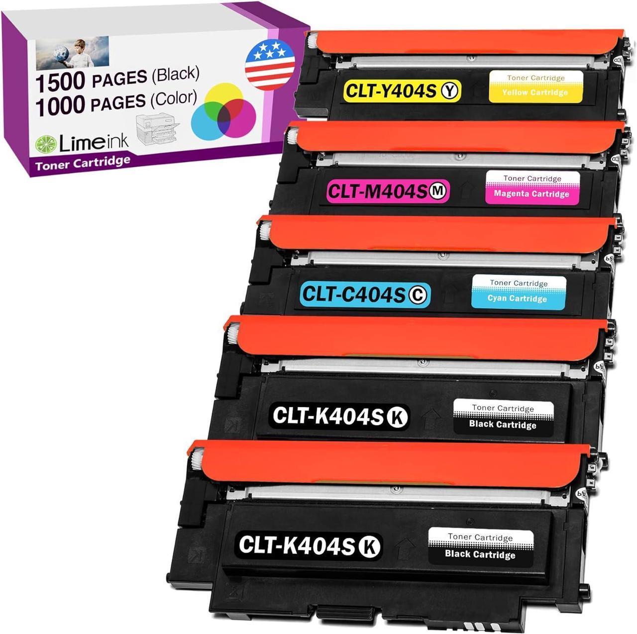 Limeink 4 Compatible Toner Cartridges Replacement for 404s 404 CLT-K404S CLT-C404S CLT-M404S CLT-Y404S Samsung Express Xpress SL-C430W SL-C480FW SL-C480W k404 y404 c480 c430 (2 Black, 1 Each Color)