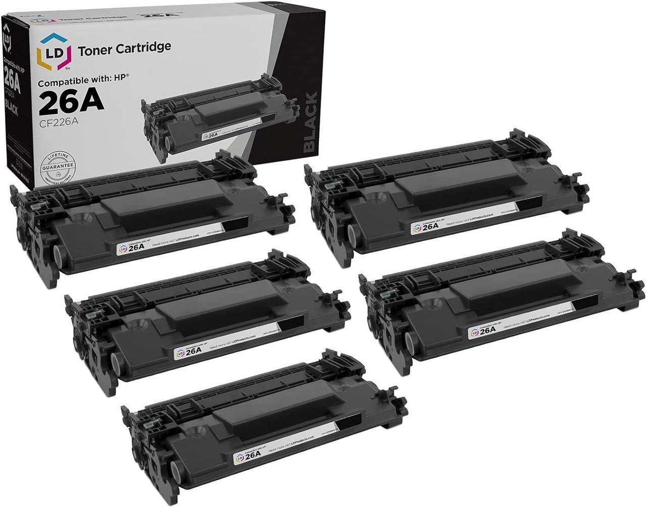 LD Compatible Toner Cartridge Replacement for HP 26A CF226A (Black, 5-Pack)