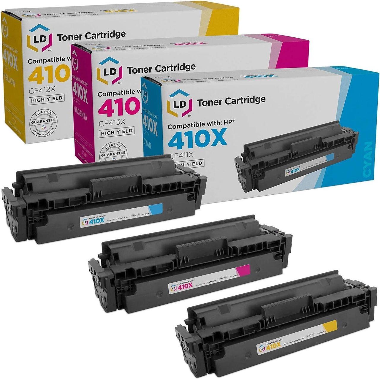 LD Products Compatible Toner Cartridge Replacement for HP 410X High Yield (Cyan, Magenta, Yellow, 3-Pack)