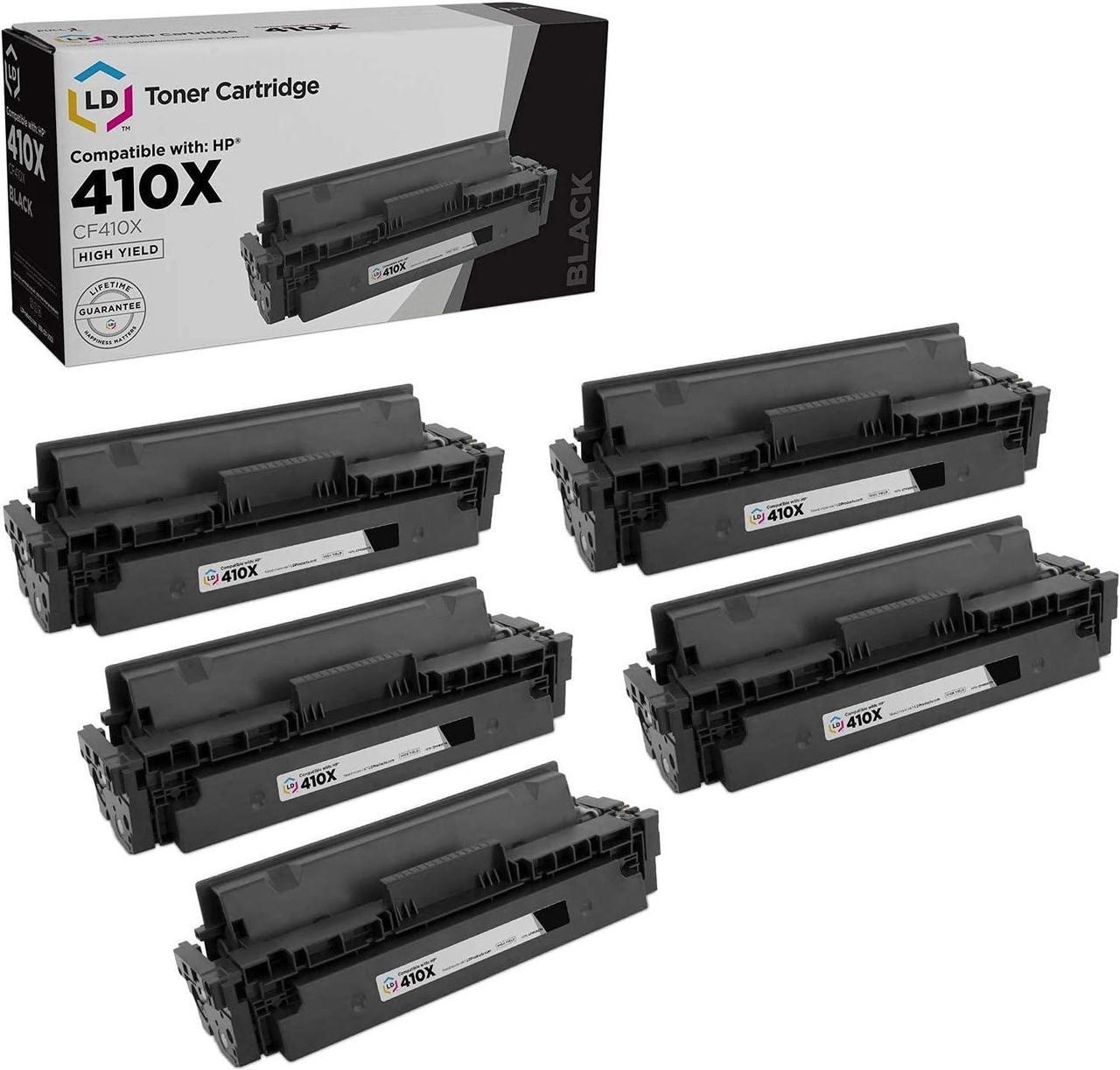 LD Compatible Toner Cartridge Replacement for HP 410X CF410X High Yield (Black, 5-Pack)