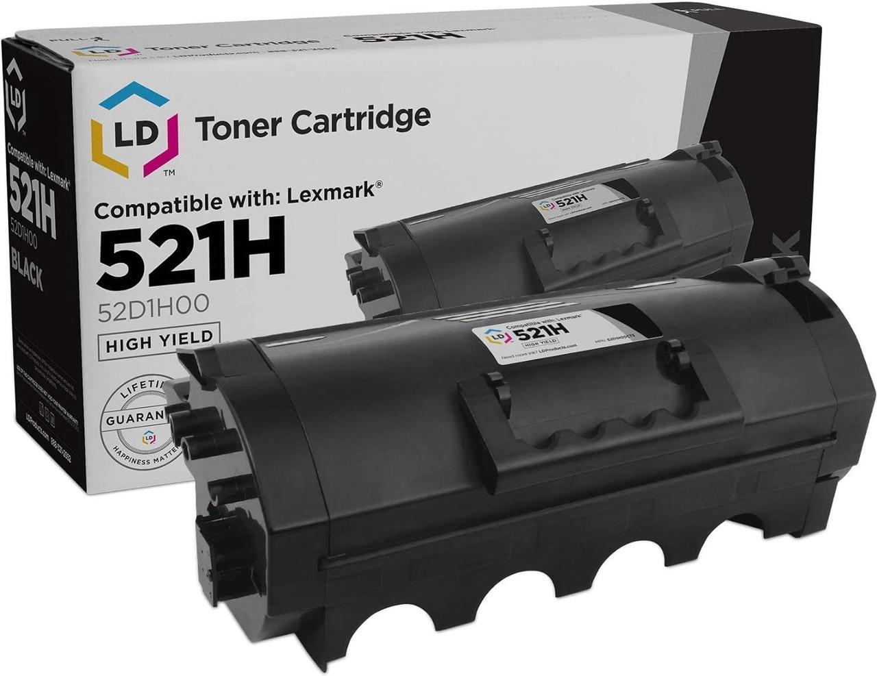 LD Compatible Toner Cartridge Replacement for Lexmark 521H High Yield (Black)