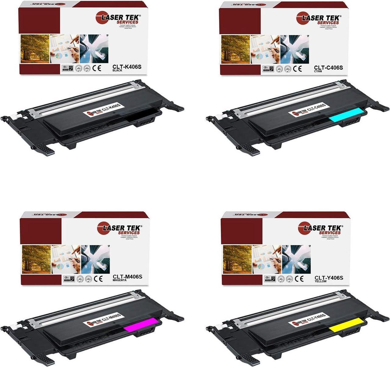 Laser Tek Services Compatible Toner Cartridge Replacement for Samsung CLT406S Works with Samsung CLP-360 366 366W, CLX-3300 3305 Printers (Black, Cyan, Magenta, Yellow, 4 Pack)