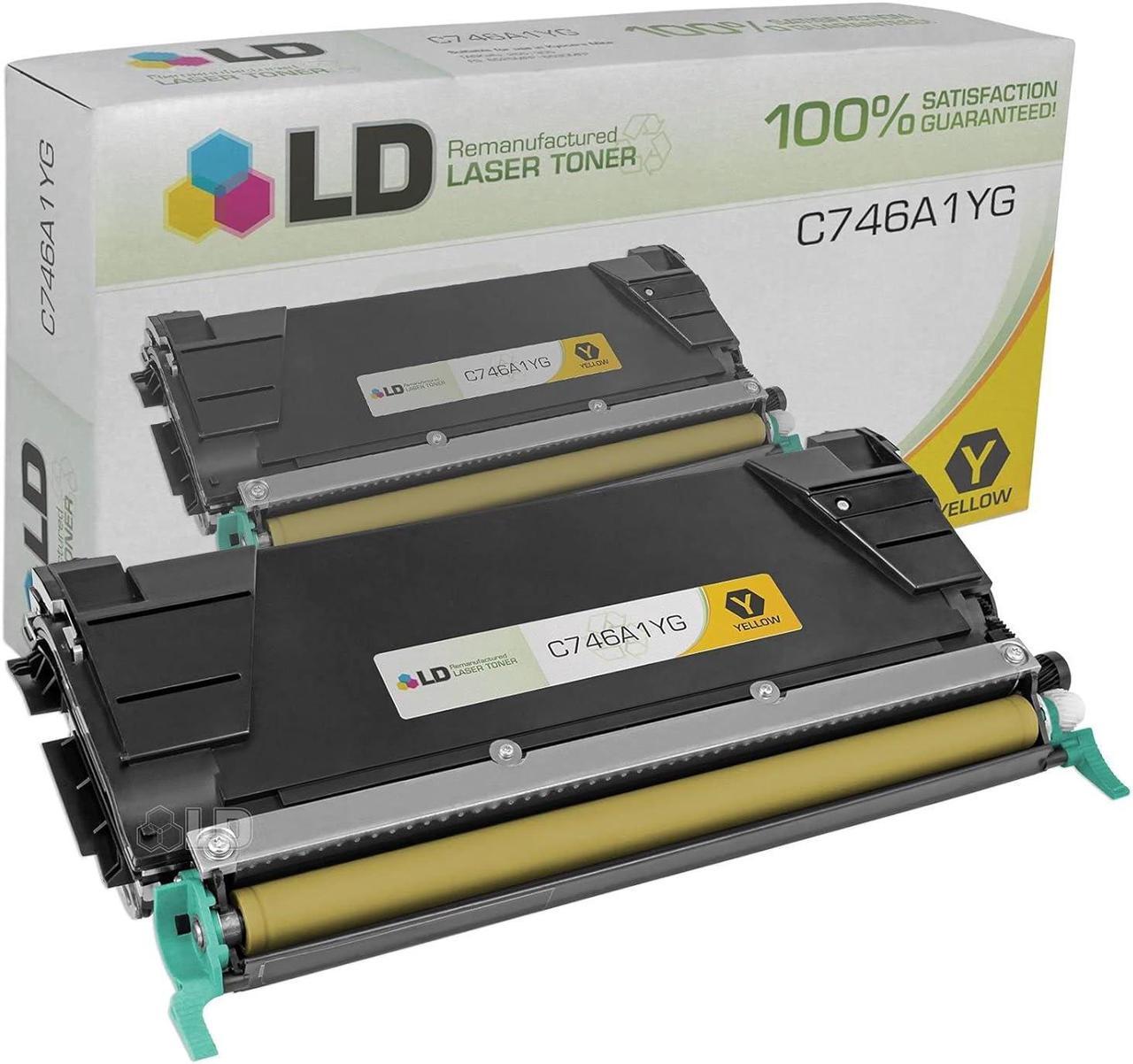 LD Remanufactured Toner Cartridge Replacement for Lexmark C746A1YG (Yellow)