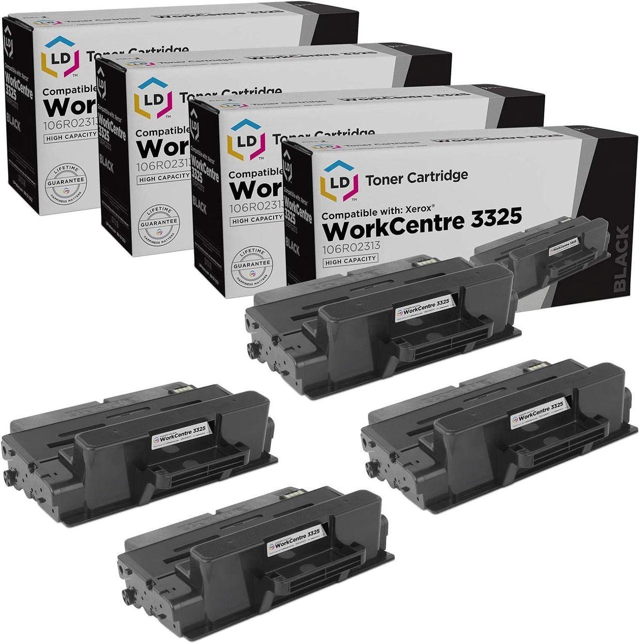 LD Compatible Replacements for Xerox 106R02313 Set of 4 High Yield Black Laser Toner Cartridges for use in Xerox ...