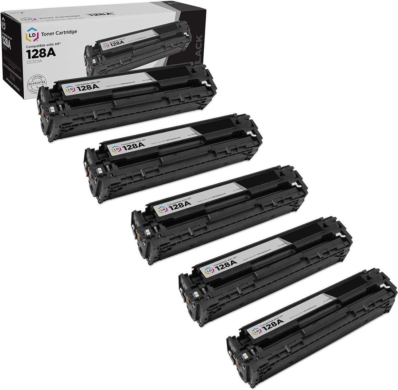 LD Remanufactured Toner Cartridge Replacement for HP 128A CE320A (Black, 5-Pack)