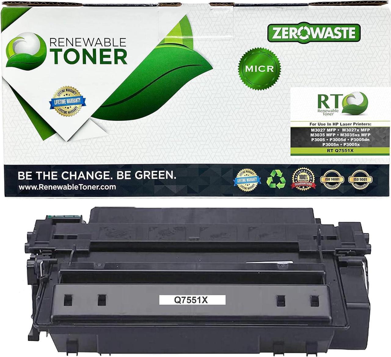 Renewable Toner Compatible High Yield MICR Toner Cartridge Replacement for HP 51X Q7551X Laser Printers P3005 M3035 M3027