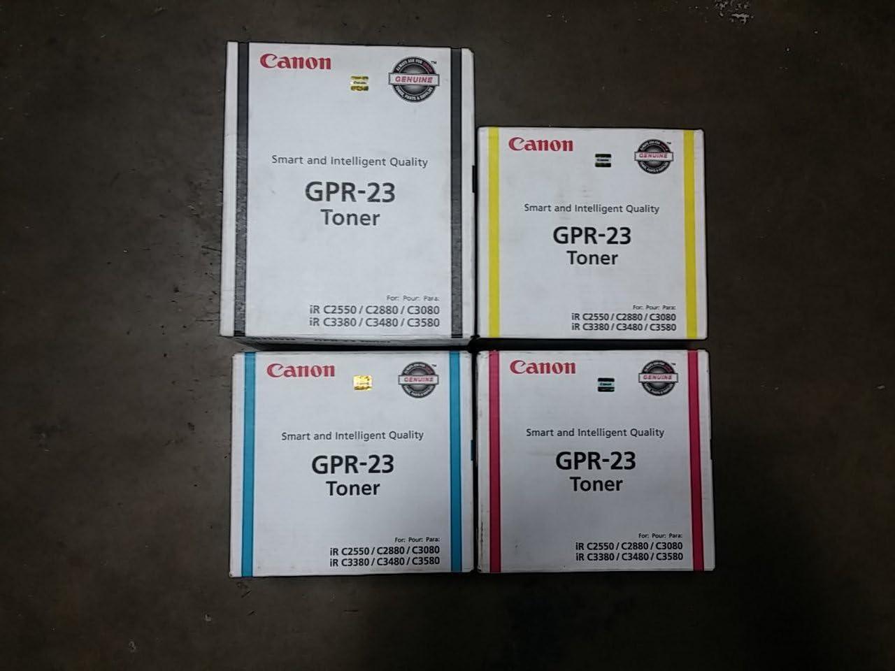 Canon GPR-23 OEM Genuine Toner Cartridge Combo for Canon Image Runner C2550, C2880, C3380 Printer (BCMY One Each: 0452B003AA, 0453B003AA, 0454B003AA, 0455B003AA,