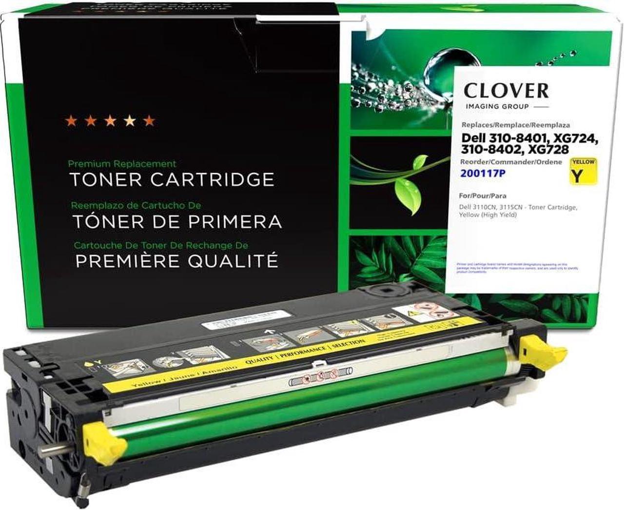 Clover Remanufactured Toner Cartridge for Dell 310-8401, XG724, 310-8402, XG728, 310-8098, XG724, 310-8099, XG728 | Yellow