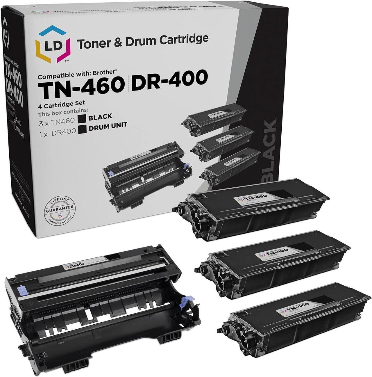 LD 3 Compatible Toner Cartridge Replacements for Brother TN460 and 1 Drum Unit Replacement for Brother DR400