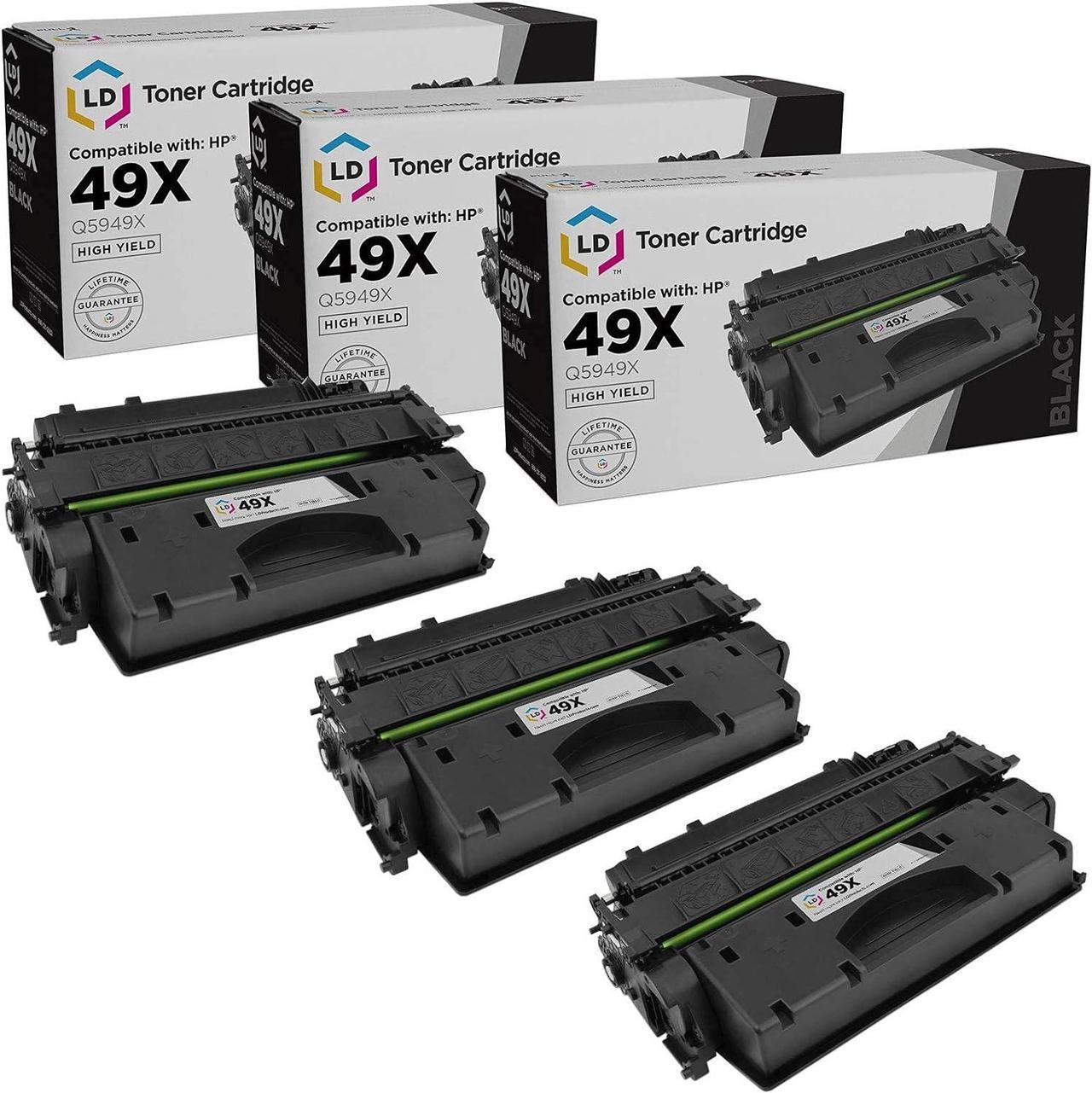 LD Compatible Replacements for HP 49X / Q5949X Set of 3 HY Black Toner Cartridges for HP Laserjet 1320, 1320n, 3390 ...