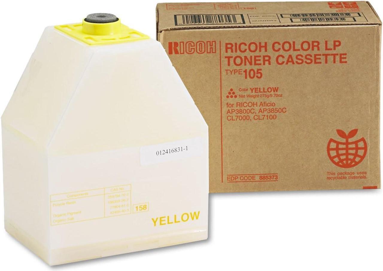 Ricoh Yellow Toner Cartridge, 10000 Yield, Type 105 (885373)