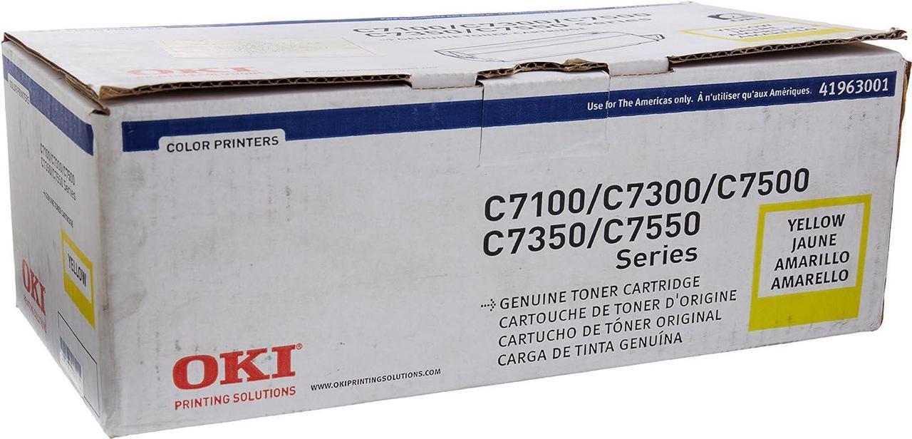 Okidata 41963001 OEM Genuine Toner Cartridge for Okidata C7300 and C7500 (Yellow)