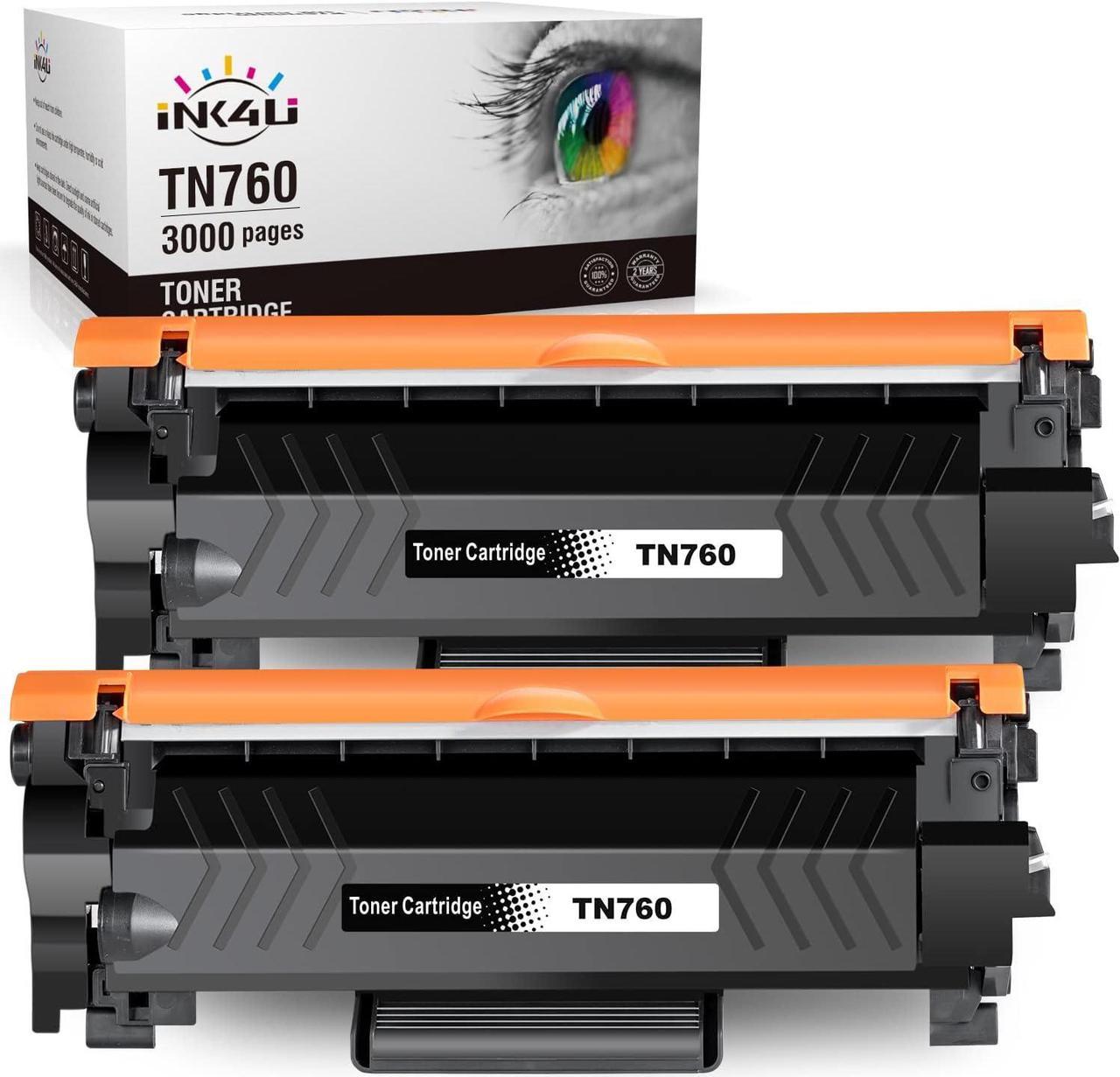 INK4U TN760 TN-760 Compatible Toner Cartridges Replacement for Brother TN760 TN-760 DR730 DR-730 Toner Cartridges to Use with HL-L2350DW DCP-L2550DW HL-L2395DW Hl-L2390DW HL-L2370DW Printer (2 Black)