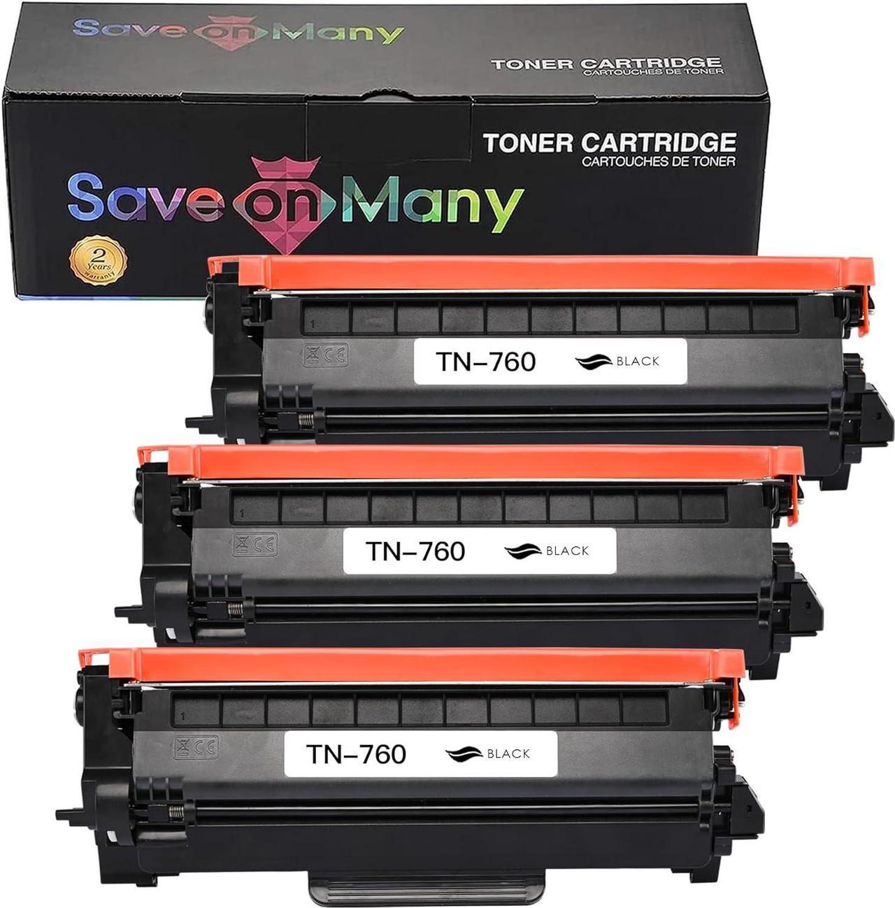 with Chip-3 Pack Save on Many Compatible TN760 TN-760 TN730 TN-730 Black High Yield Toner Cartridge for Brother DCP-L2550DW HL-L2350DW HL-L2370DW/DWXL/L2390DW/L2395DW MFC-L2710DW/L2730DW/L2750DW/DWXL