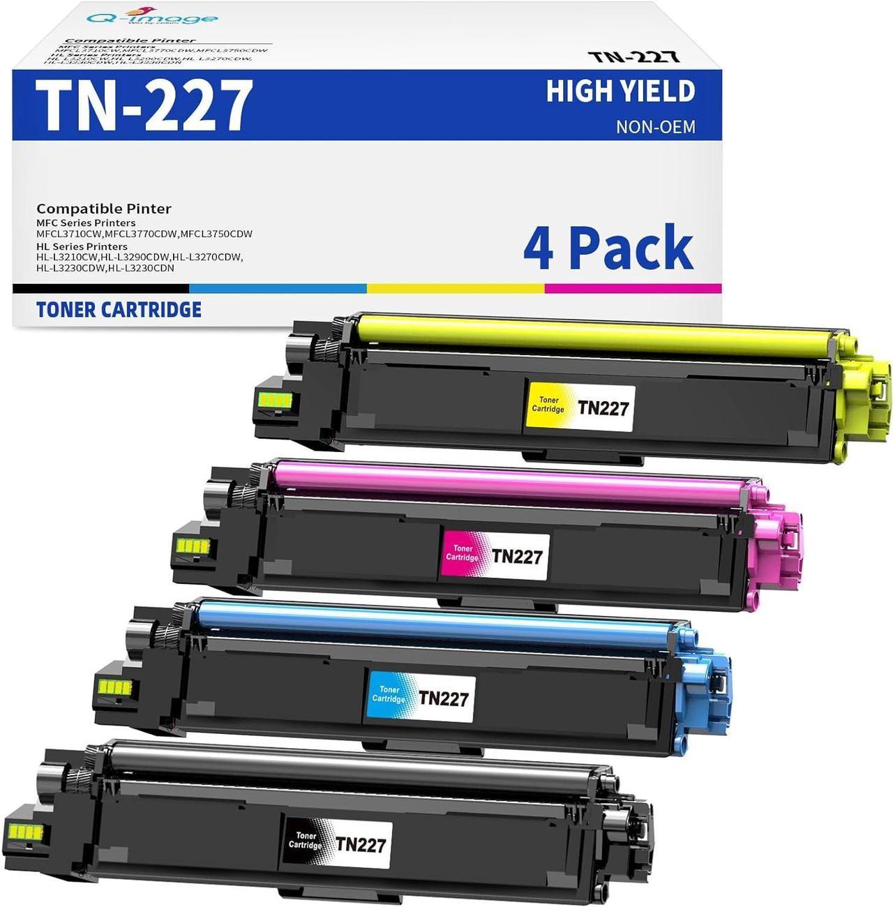 Q-image Compatible TN227 TN223 Replacement for Brother TN227 TN223 TN-227 TN-223 (with CHIP, BK/C/M/Y 4 Combo Pack) for MFC-L3770CW HL-L3290CDW HL-L3270CDW MFC-L3710CW L3750CDW Printers