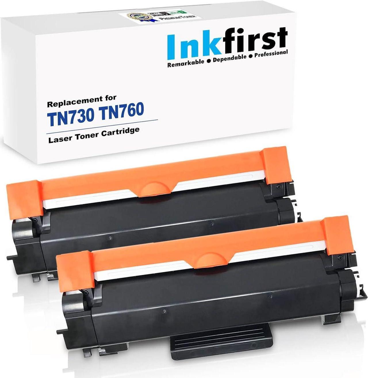 (CHIP INCLUDED) 2 Inkfirst Toner Cartridges TN-730 TN-760 TN730 TN760 Compatible Remanufactured for Brother TN-730 TN-760 Black DCP-L2550DW HL-L2350DW HL-L2370DW HL-L2370DWXL HL-L2390DW HL-L2395DW MF