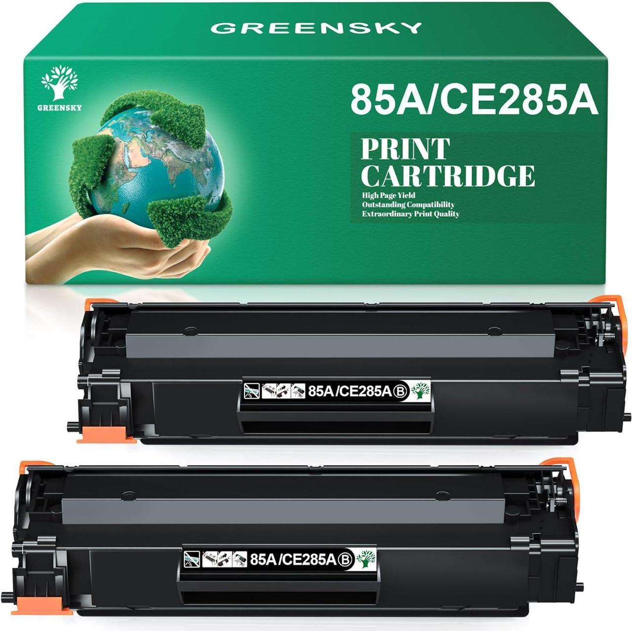 GREENSKY Compatible Toner Cartridge Replacement for HP 85A HP85A CE285A 35A CB435A 36A CB436A For HP Laserjet P1102W P1109W P1005 P1006 M1212NF M1217NFW Printers (Black, 2-Packs)