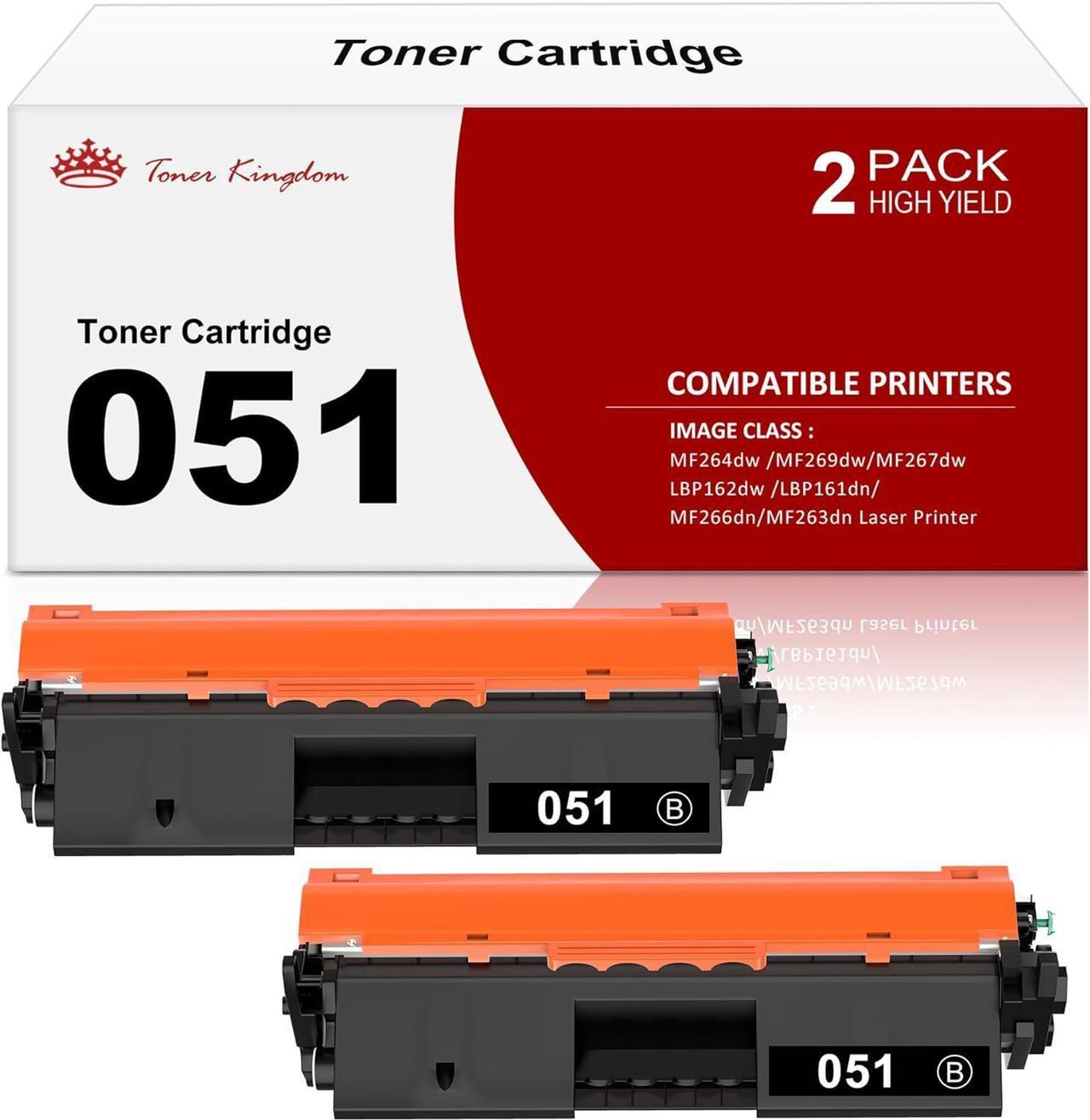 Toner Kingdom Compatible Toner Cartridge Replacement for Canon 051 for Canon ImageCLASS LBP162dw MF267dw MF264dw MF269dw Printer (Black, 2 Packs)