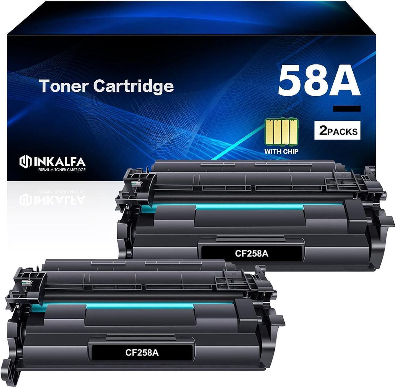 58A CF258A Toner Cartridge Black 2 Pack (with Chip) Compatible Replacement for HP CF258A 58A 58X CF258X Work for HP Laserjet Pro MFP M428fdw M428fdn M428dw M404 M428 M404n M404dn M404dw Printer Ink