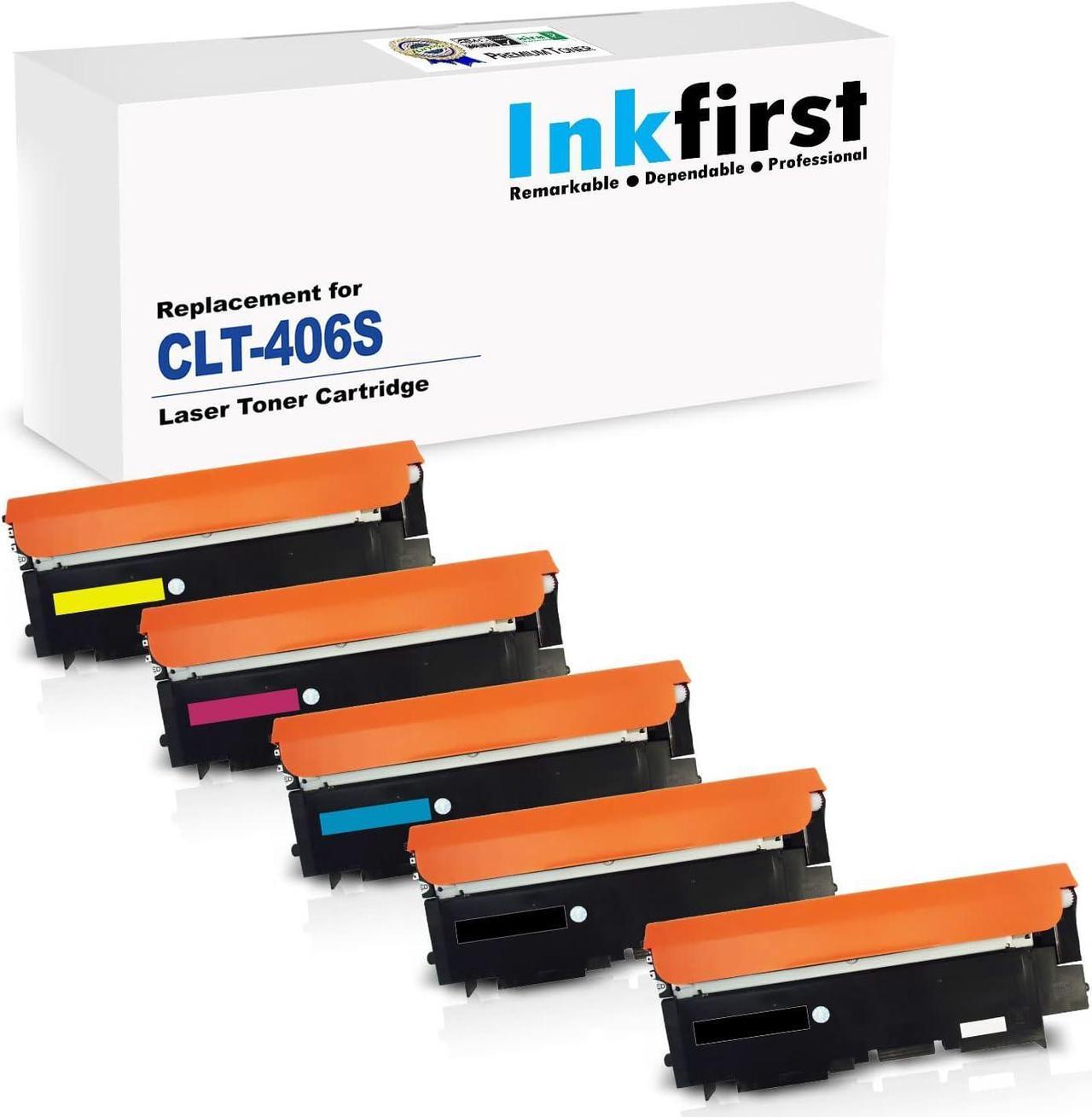 5 Inkfirst® Toner Cartridges CLT-K406S, CLT-C406S, CLT-M406S, CLT-Y406S,Black, Cyan, Magenta, Yellow Compatible Remanufactured for Samsung CLP-365 (1 Set + 1 Black) CLX-3305 CLX-3305FN CLX-3305FW Xpr