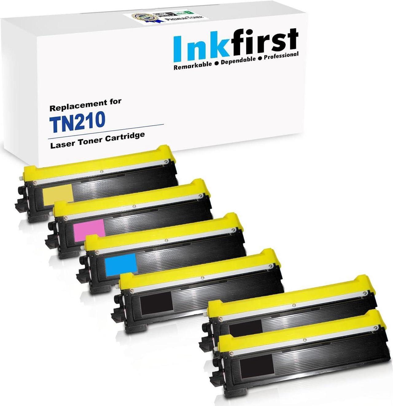 6 Inkfirst® Toner Cartridges TN210 TN-210 Compatible Remanufactured for Brother TN-210 Black, Cyan, Magenta, Yellow (1 Set + 2 Black) MFC-9120CN MFC-9320CW MFC-9010CN HL-3040CN HL-3070CW TN210BK TN21