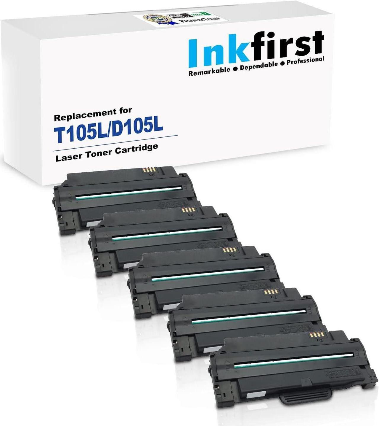 5 Inkfirst® High Yield Toner Cartridges MLT-D105L (MLTD105L) Compatible Remanufactured for Samsung ML-1910 SCX-4600 SF-650 Black SF-650 SF-650P ML-1910 ML-1915 ML-2525 ML-2525W ML-2580N SCX-4600 SCX-