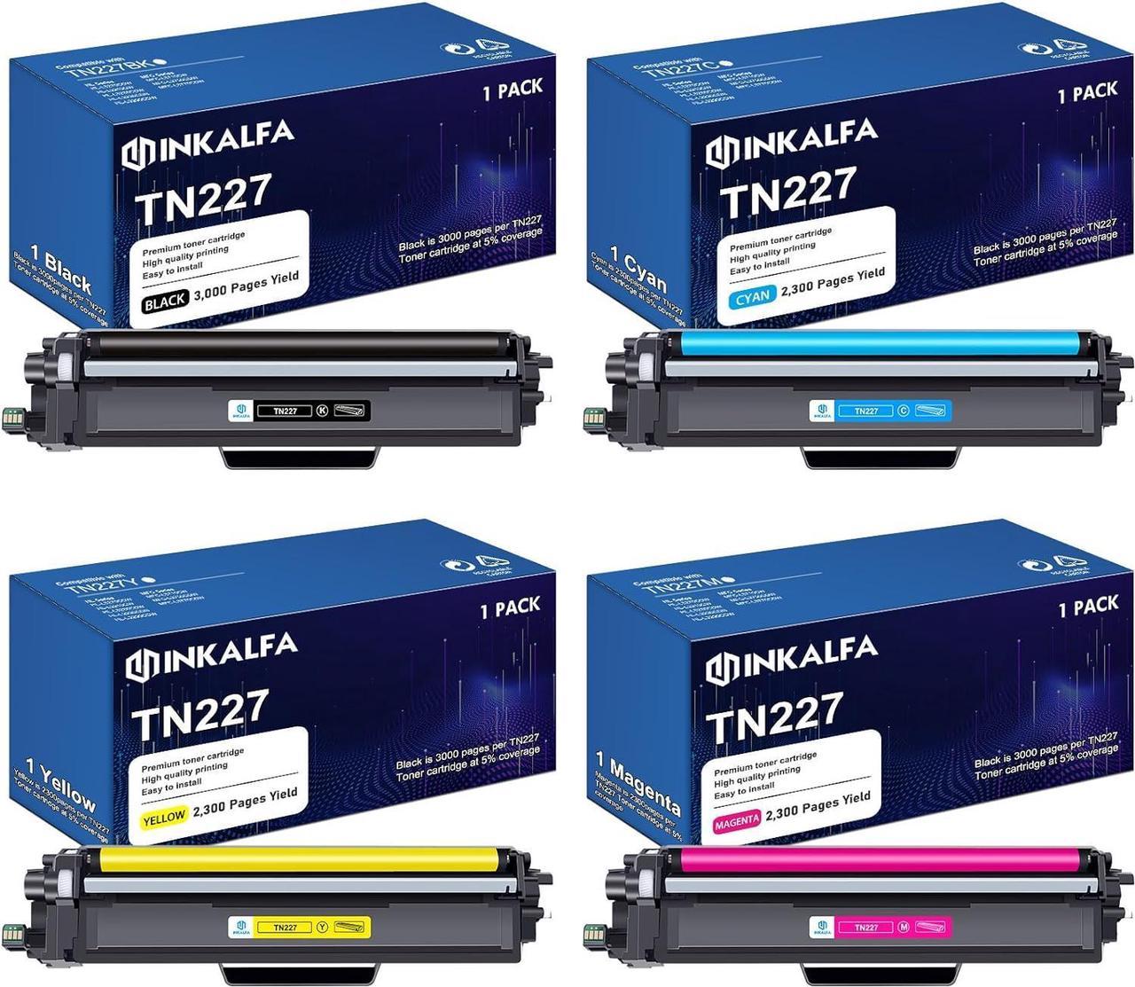 TN227 TN223 High Yield Toner Cartridge 4-Pack Compatible for Brother TN227 TN223 TN-227 TN-223 TN227BK TN223BK TN-227BK/C/M/Y for MFC-L3770CDW HL-L3290CDW MFC-L3710CW HL-L3270CDW MFC-L3750CDW Printer