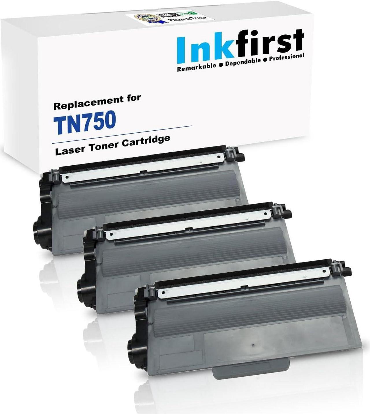 3 High Yield Inkfirst® Toner Cartridges TN-750 (TN750) Compatible Remanufactured for Brother TN-750 Black HL-5440D HL-5450DN HL-5470DW HL-5470DWT HL-6180DW HL-6180DWT DCP-8110DN DCP-8150DN DCP-8155DN