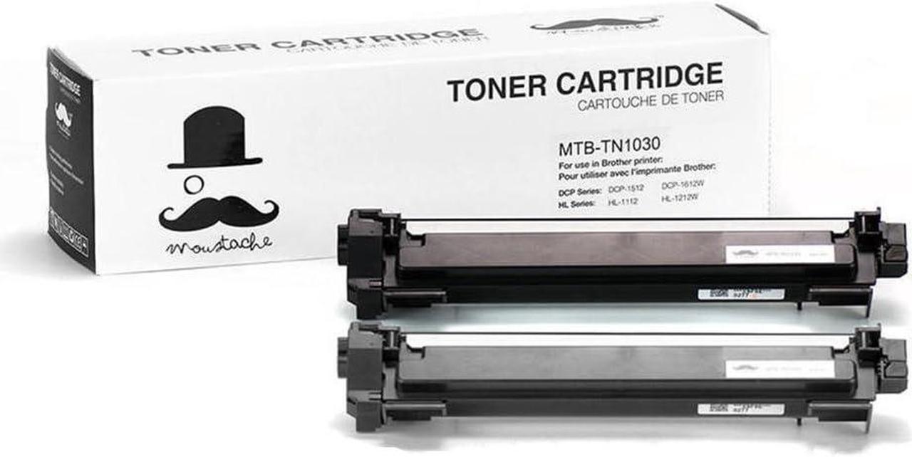 2 Pack Moustache Compatible Brother TN1030 / TN1060 / TN1000 High Yield Premium Quality Black BK TN-1030 / TN-1060 / TN-1000 Toner Cartridge For Brother HL-1110, HL-1110E, HL-1110R, HL-1112, HL-1112E