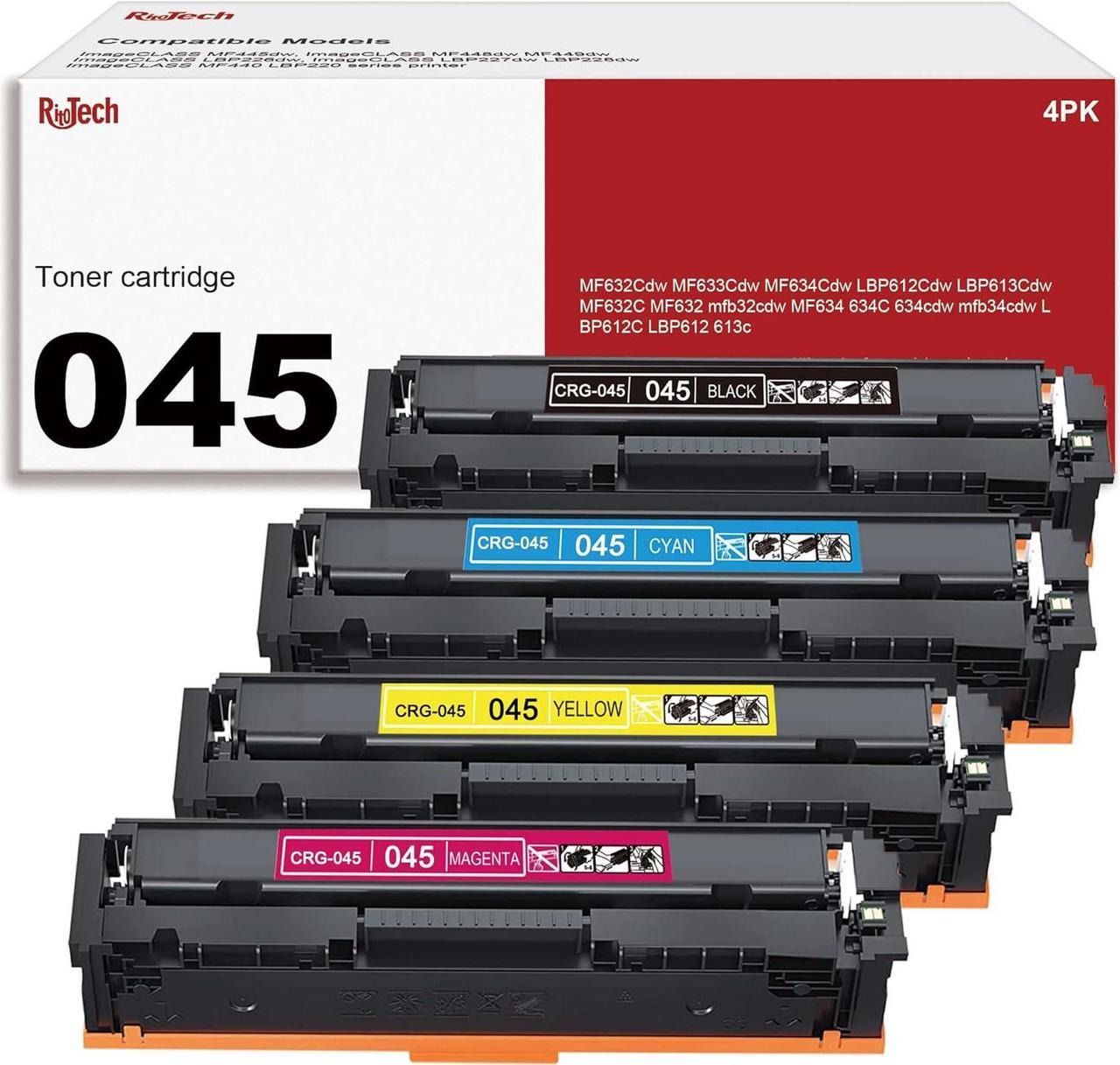 045 Toner Cartridge Set 4 Pack,Compatible Replacement for Canon 045H CRG-045 for Color imageCLASS MF634Cdw MF632Cdw LBP612Cdw LBP612C LBP612 MF632 MF632C 634C MF634 Printer-Black,Cyan,Magenta,Yellow