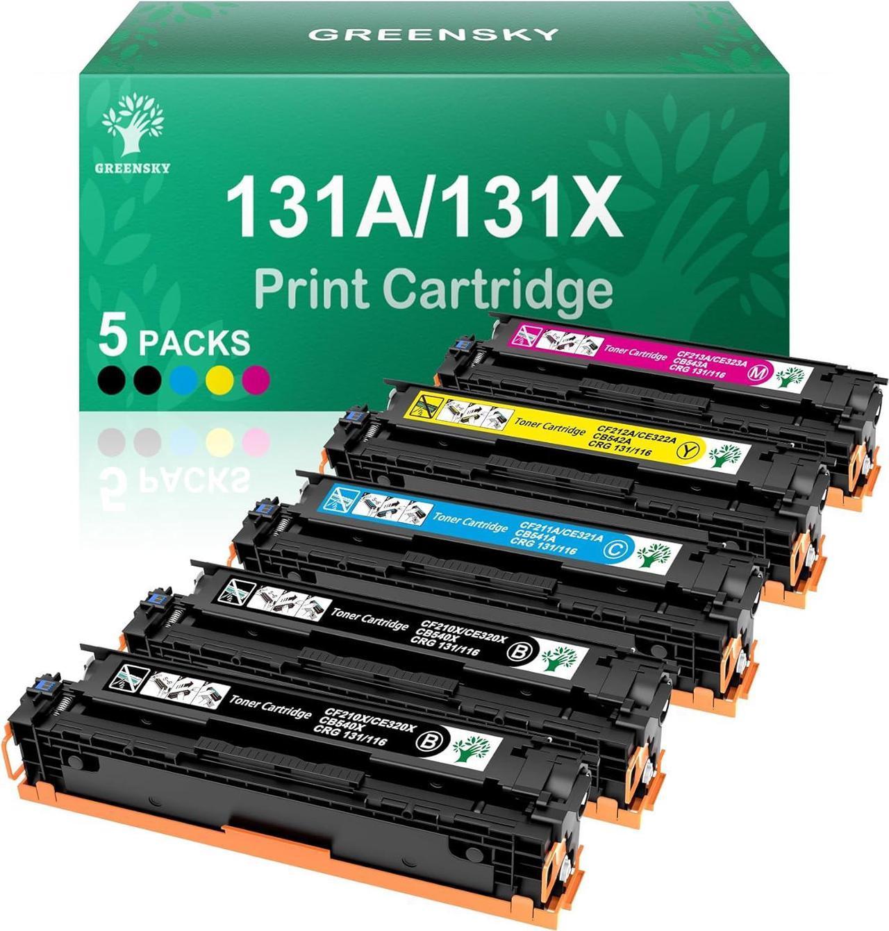 GREENSKY Compatible Toner Cartridge Replacement for HP 131A 131X CF210X CF211A CF212A CF213A Laserjet Pro 200 Color M251n Color M276n M251nw M276nw (Black, Cyan, Yellow, Magenta, 5-Pack)