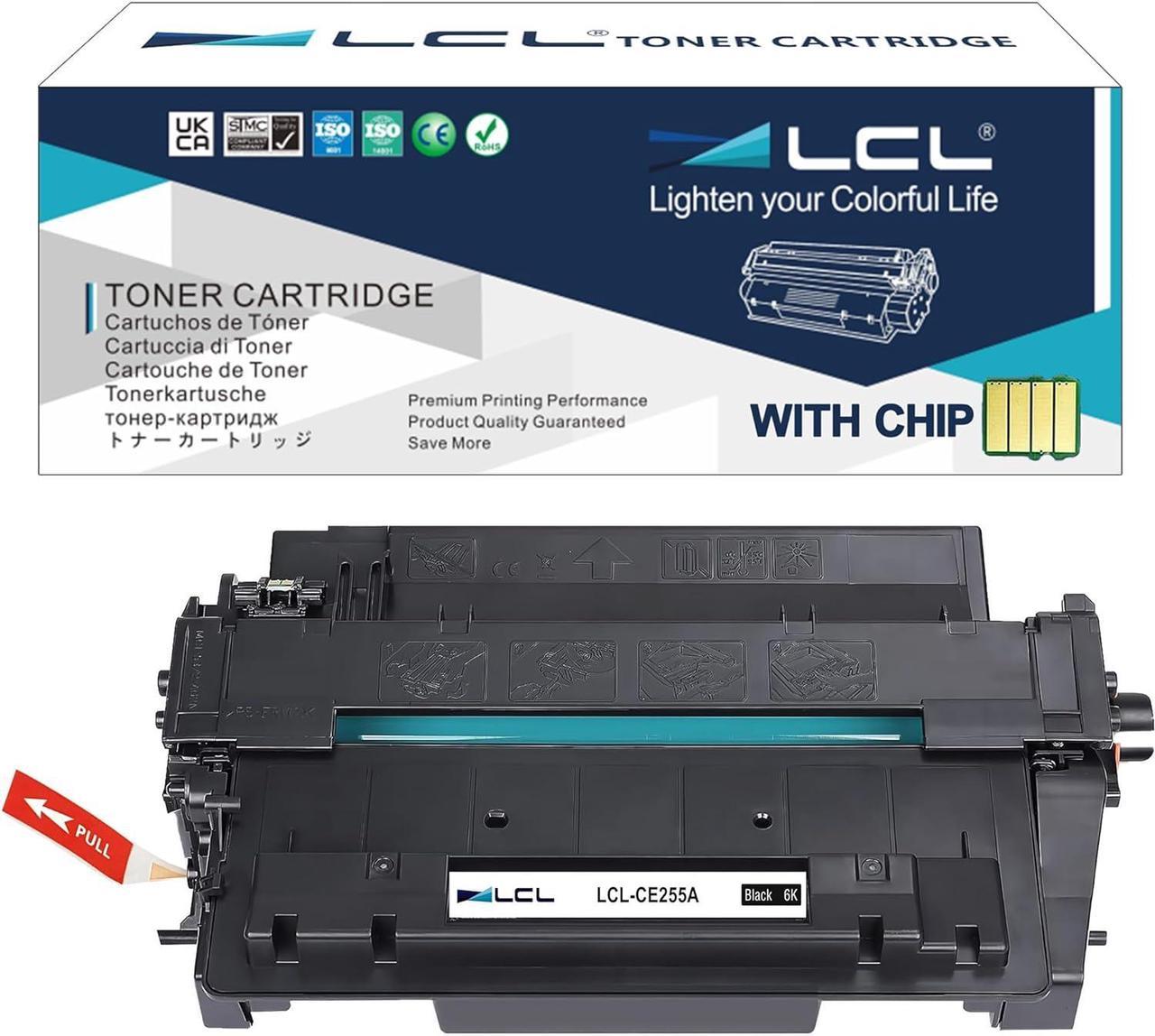 LCL Compatible for HP 55A CE255A 3000 Pages (1-Pack, Black) Toner Cartridge for HP Laserjet Enterprise P3010 P3015 P3015d P3015dn P3015n P3015x 500 MFP M525dn M525f HP Laserjet Pro M521dn MFP