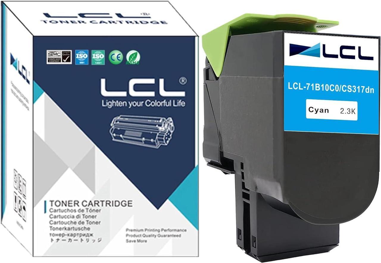 LCL Compatible for Lexmark 71B0010 71B10C0 CS317 CS317dn CX317 CX317dn CS417 CS417dn CX417 CX417de CS517 CS517de CX517 CX517de (1-Pack, Cyan) Toner Cartridge for Lexmark CS317dn CX317dn CS417dn