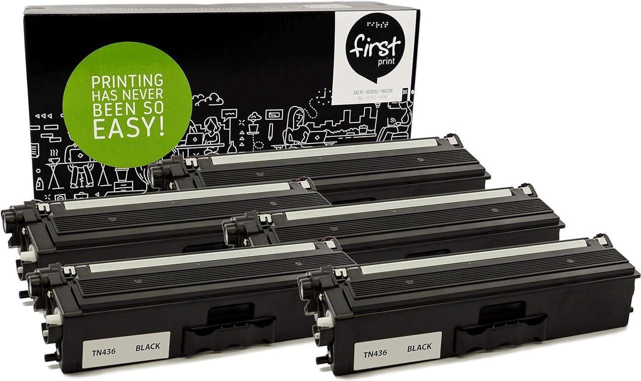 First Print 5 Pack Black Toner Cartridge Compatible for Brother TN-436, HL-L8260CDW, L8360CDW, L8360CDWT, L9310CDW(T), L8900CDW, L9570CDW, L8610CDW.