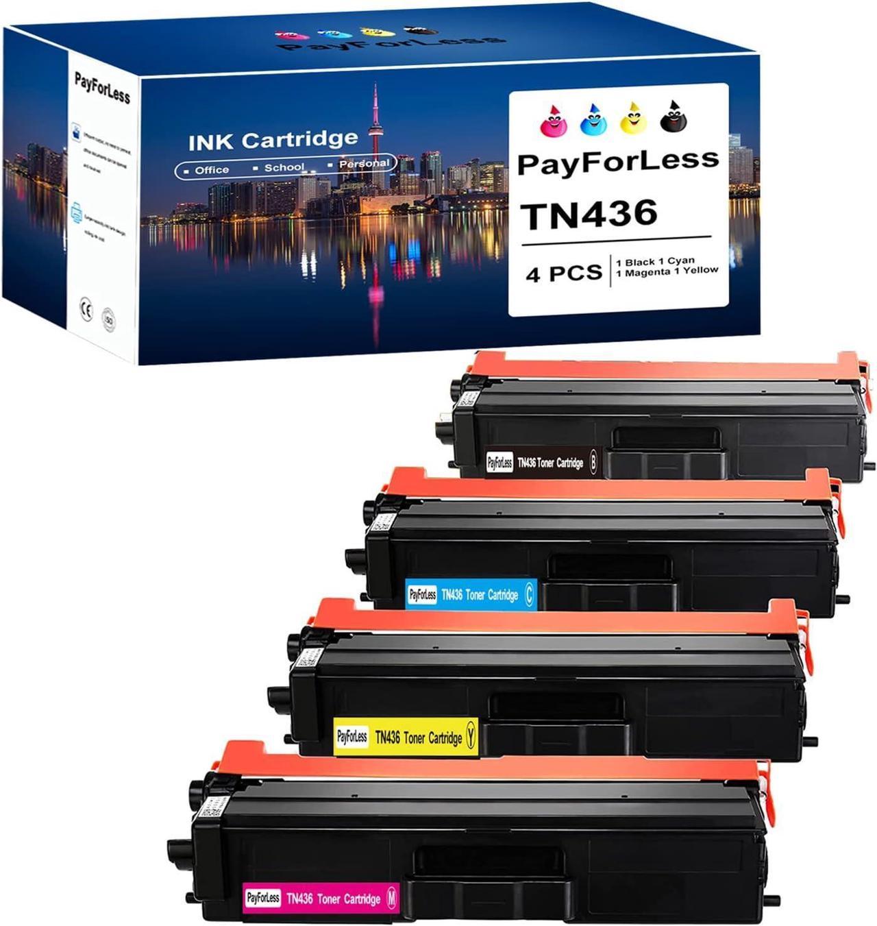 PayForLess TN436 Toner Cartridges Replacement for Brother TN436 TN431 TN433 for HL-L8360CDW MFC-L8900CDW HL-L8360CDWT HL-L8260CDW MFCL8610CDW MFCL9570CDW Printer (4pack Black,Cyan,Yellow,Magenta)