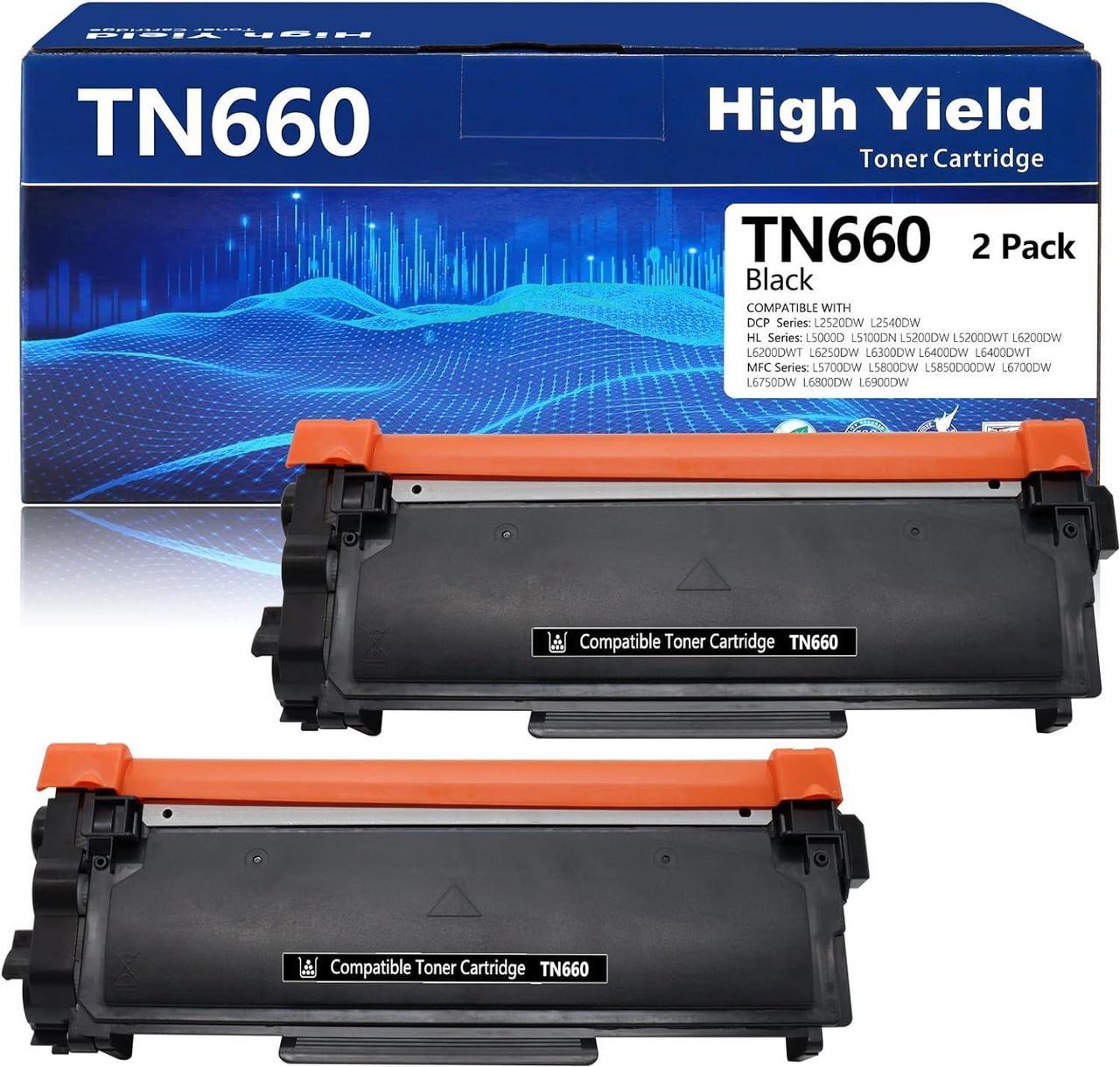 DrPrint TN660 Toner Cartridge,Compatible for Brother TN 660 TN-660 TN630 TN-630 Toner, Use with Brother MFC-L2700DW MFC-L2740DW HL-L2300D HL-L2380DW HL-L2320D DCP-L2540DW Printers ,High Yield