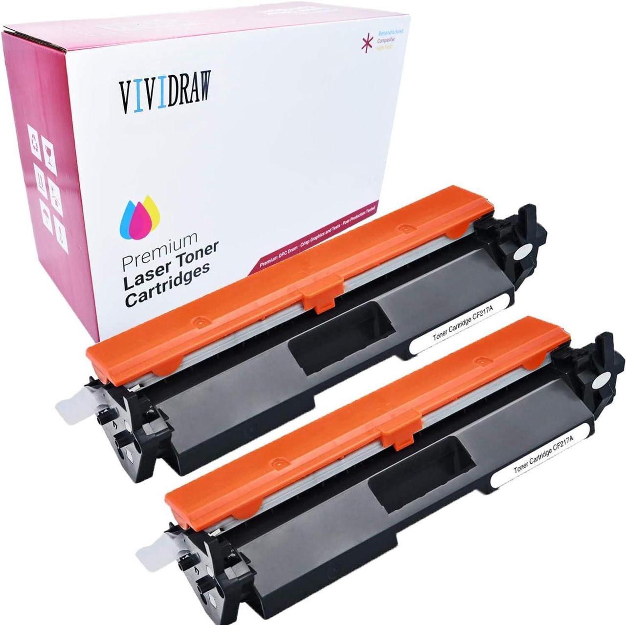 VIVIDRAW 2-Pack Compatible Toner Cartridge Replacement for HP 17A CF217A to use with Laserjet Pro M102w M130fw, Laserjet Pro MFP M130fw M130nw M130fn M130a Printer, 2 Black, High Yield(with Chip)