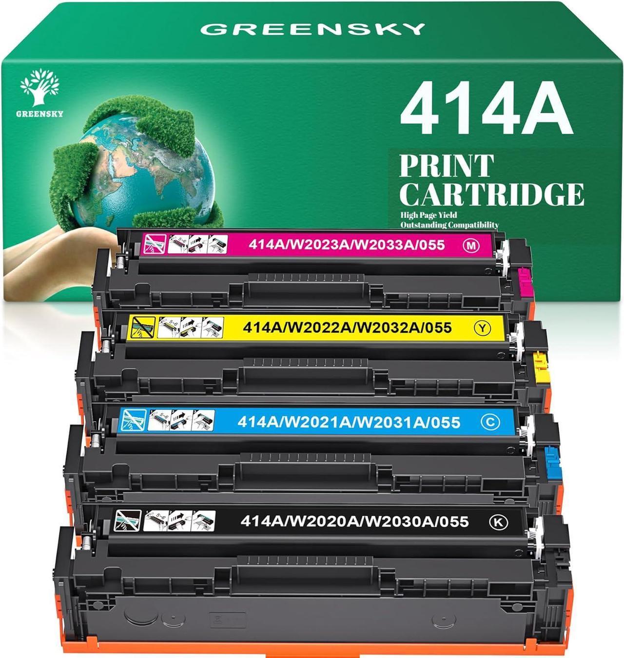 GREENSKY Compatible Toner Cartridge Replacement for HP 414X W2020A W2021A W2022A W2023A for Color Laserjet Pro MFP M479fdw M479fdn M454dw M454dn M479 Printer Ink(Black Cyan Yellow Magenta)