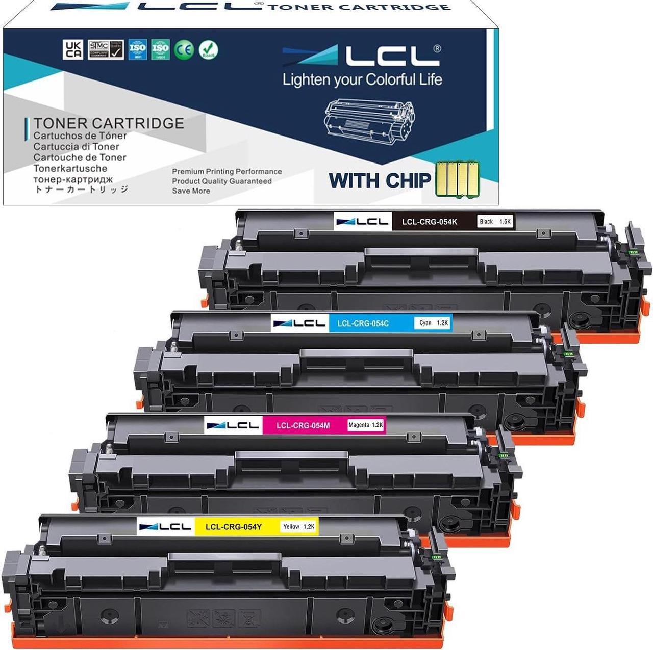 LCL Compatible for Canon 054 CRG-054 3024C001 3022C001 3023C001 3021C001 (4-Pack, Black Cyan Magenta Yellow) Toner Cartridge for Canon Color imageCLASS MF642cdw Color imageCLASS MF644cdw