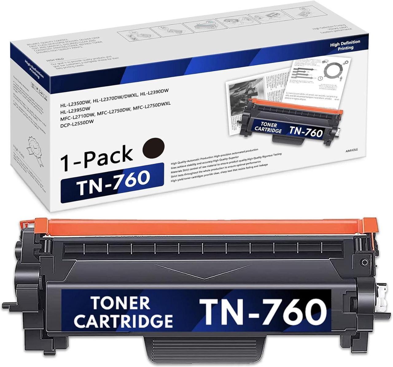 TN760 TN-760 Toner Cartridge Replacement for Brother TN760 TN 760 TN-760 MFC-L2710DW HL-L2395DW MFC-L2750DW HL-L2370DW L2390DW L2350DW Printer Ink (Black, 1-Pack)