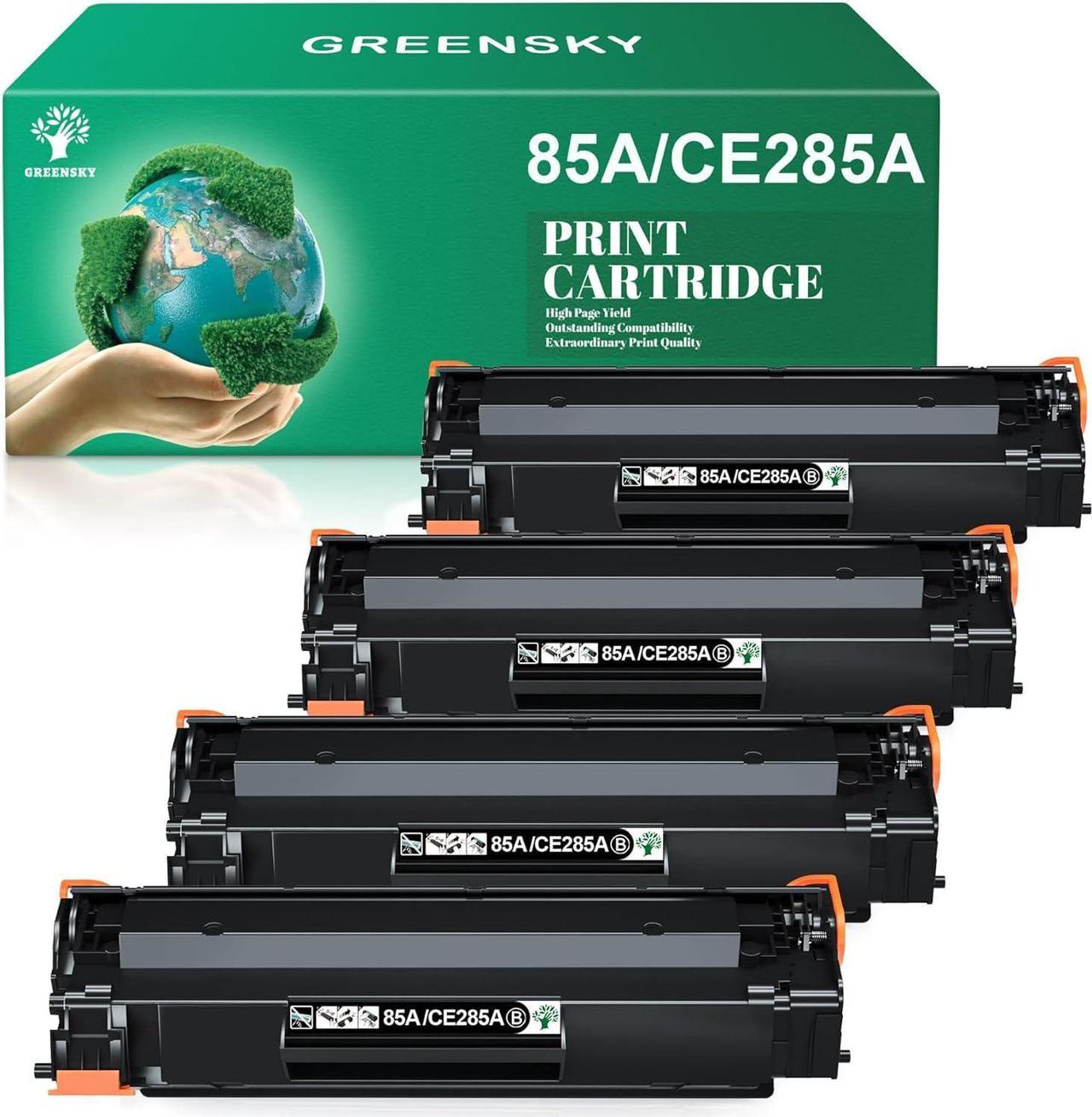 GREENSKY Compatible Toner Cartridges Replacement for HP 85A CE285A for HP Laserjet Pro P1102W P1109W M1212NF M1217NFW Printer (Black, 4-Pack)