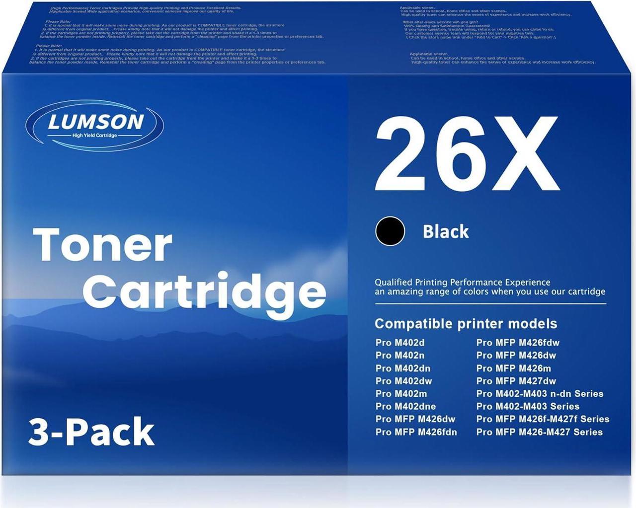 26X CF226X Toner Cartridge Black High Yield Replacement for HP 26X Pro M402dn M402dne M402dw M402n MFP M426dw M426fdn M426fdw M426m Printer Ink 3 Pack