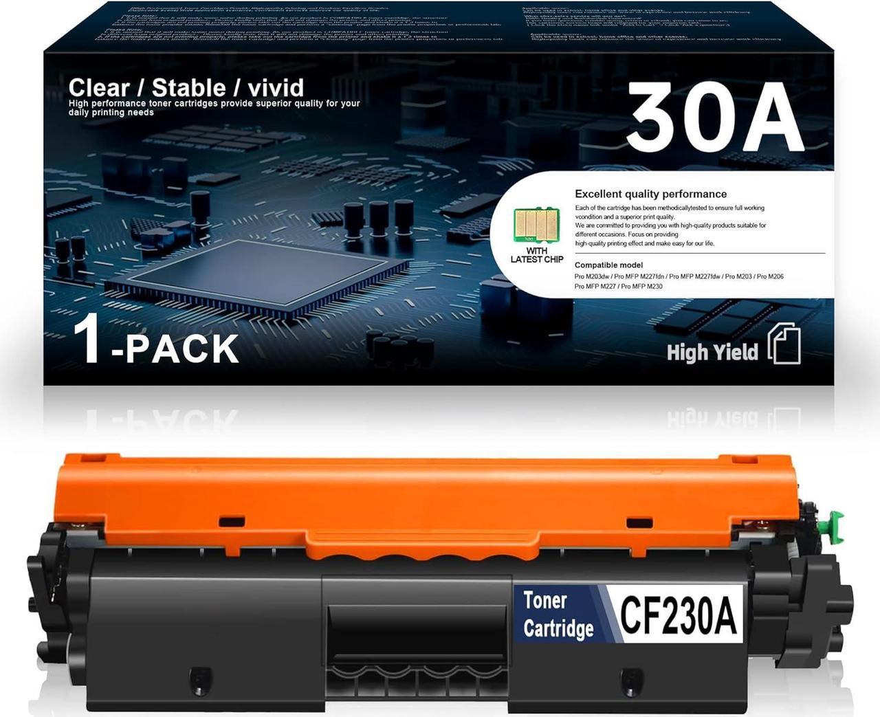 30A CF230A Toner Cartridge High Yield Black Replacement for HP 30A CF230A Toner Cartridge Pro MFP M203dw M227fdw M227fdn M203d M203dn M227sdn M227 M203 Printer Ink 1 Pack